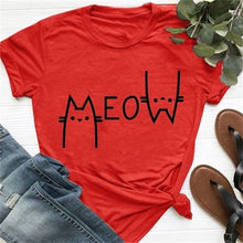 Load image into Gallery viewer, Cute T Shirt Women 2019 100% Cotton Print Meow cat 2020
